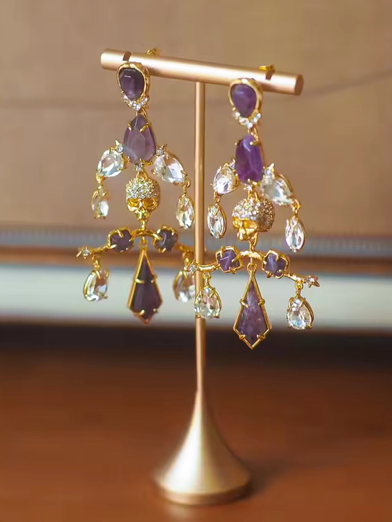 Alexis Bittar Amethyst And Crystal Skill Chandelier Earrings 125$